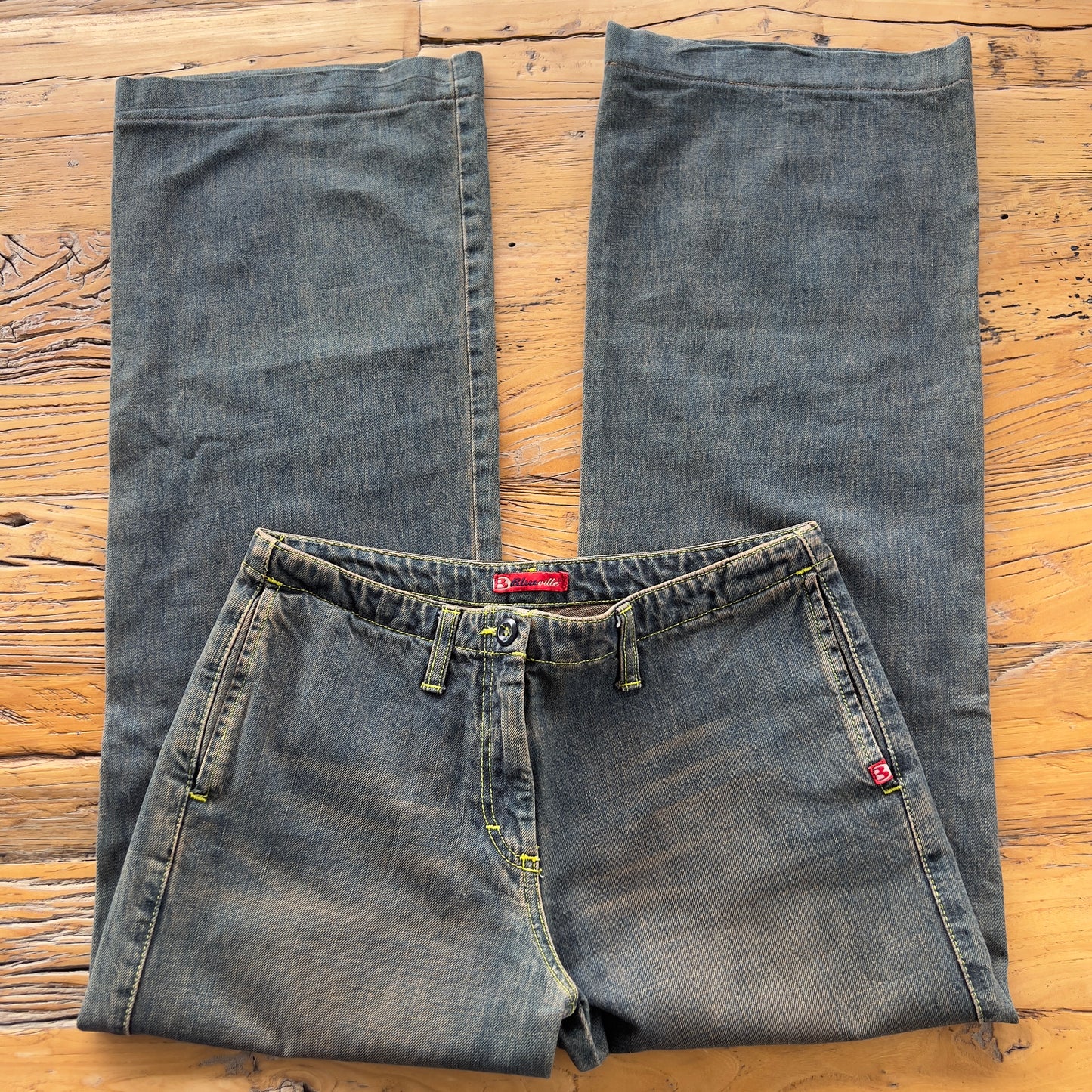 low rise acid wash jeans