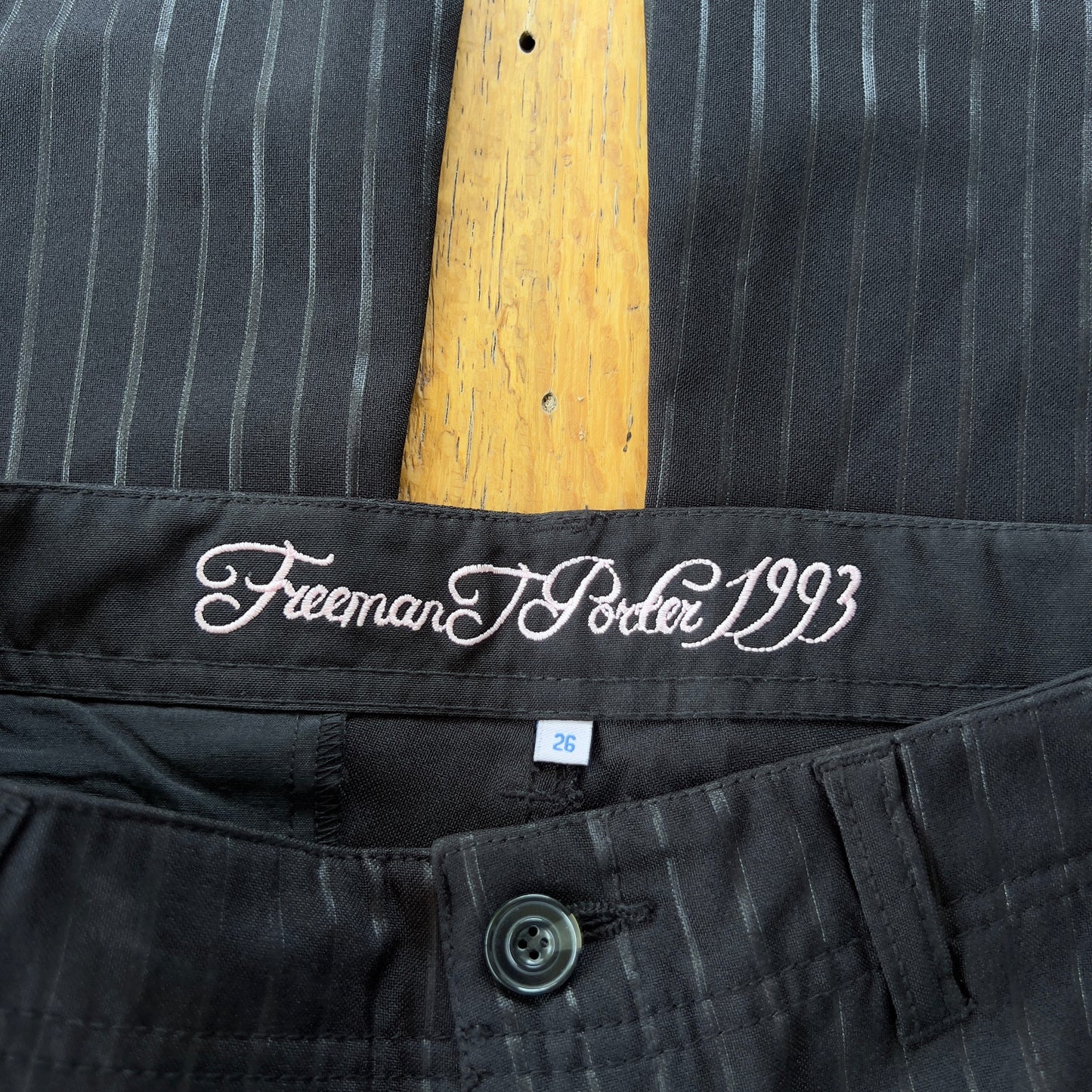 90s black pinstripe trousers