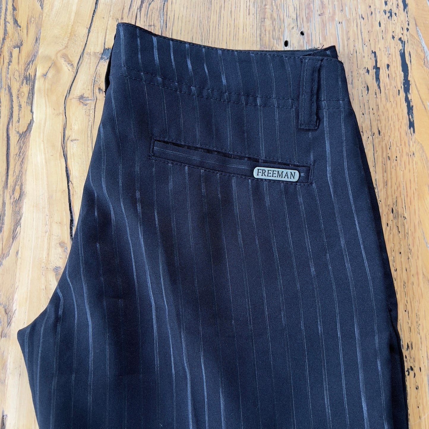 90s black pinstripe trousers
