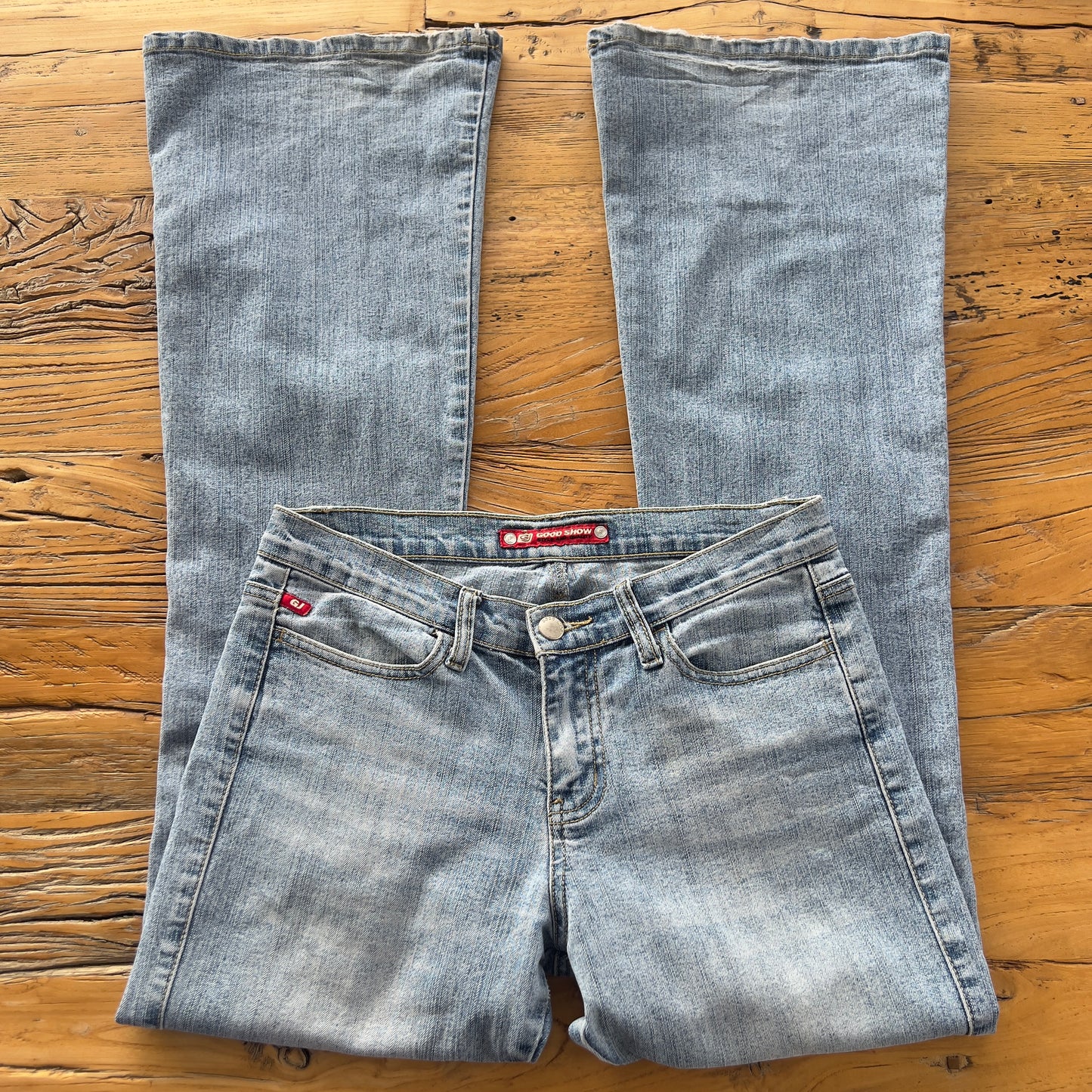 low rise flared jeans