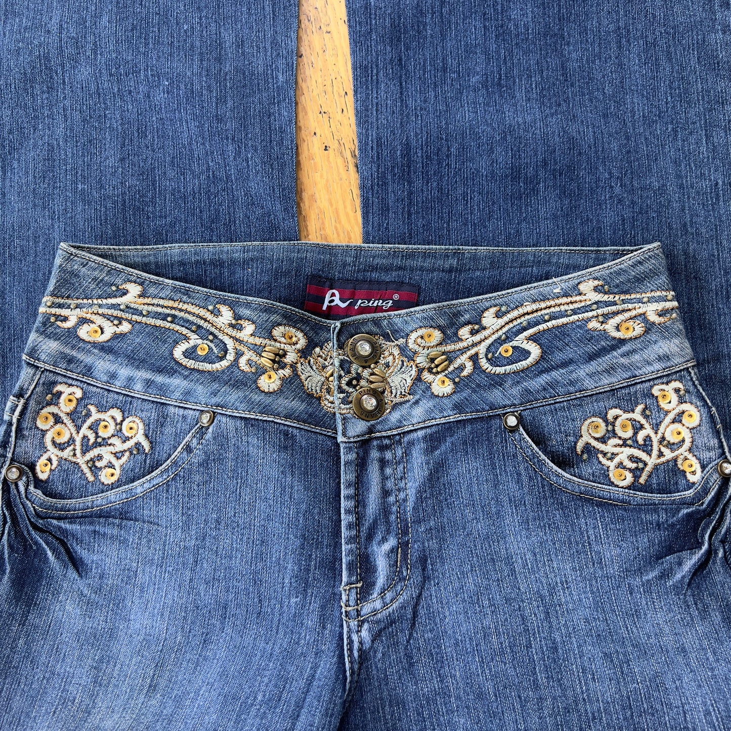 vintage embroidered flared jeans