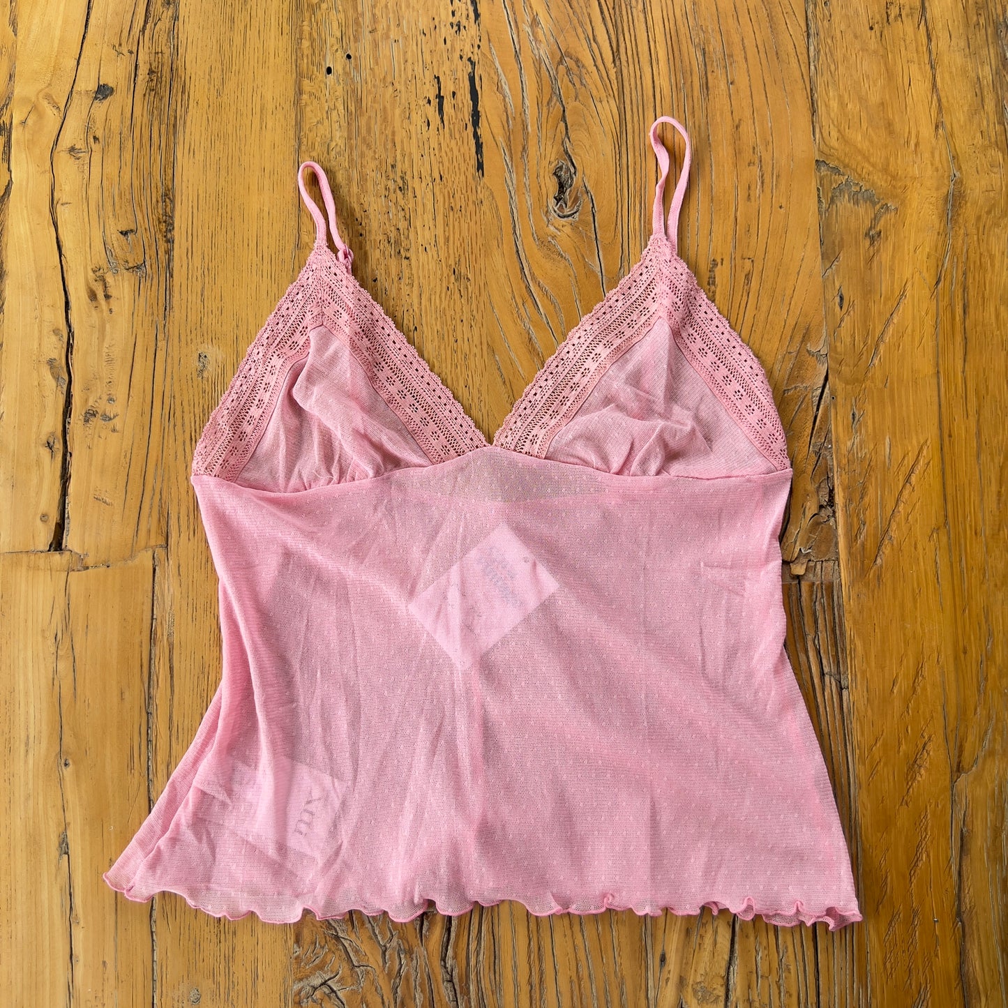 pink lace sheer cami