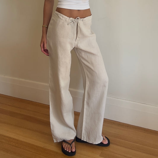 beige linen pants