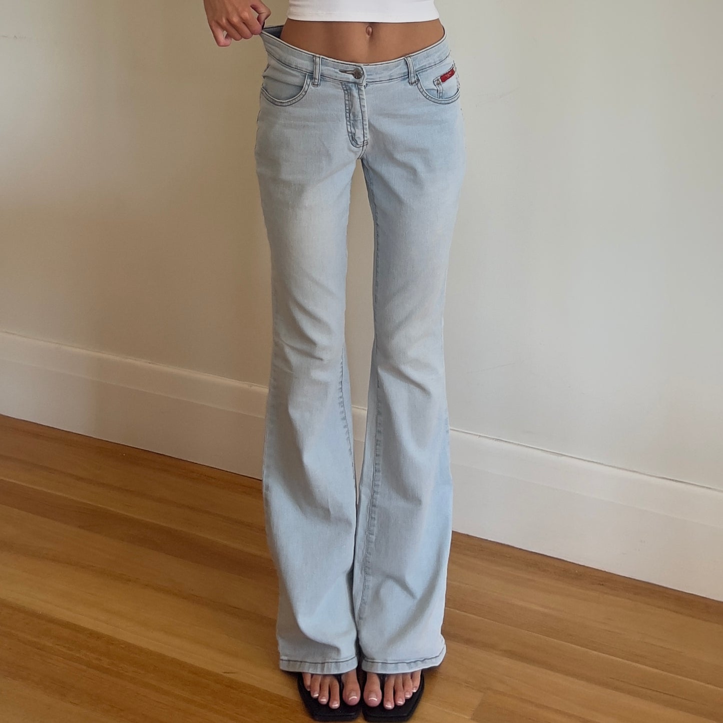 light wash flared jeans