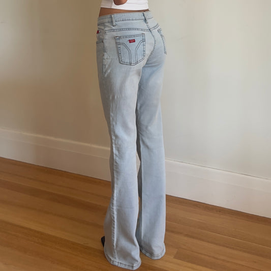 light wash flared jeans