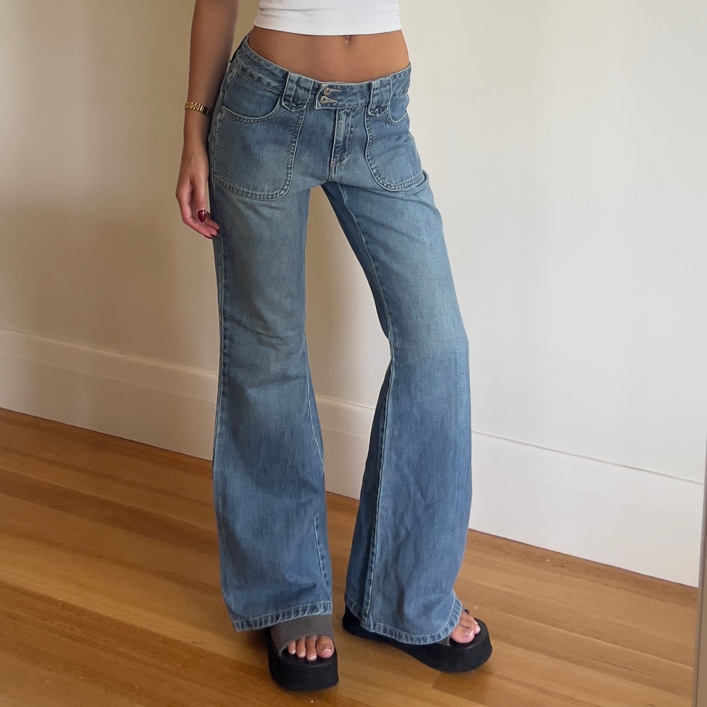 vintage flared denim jeans