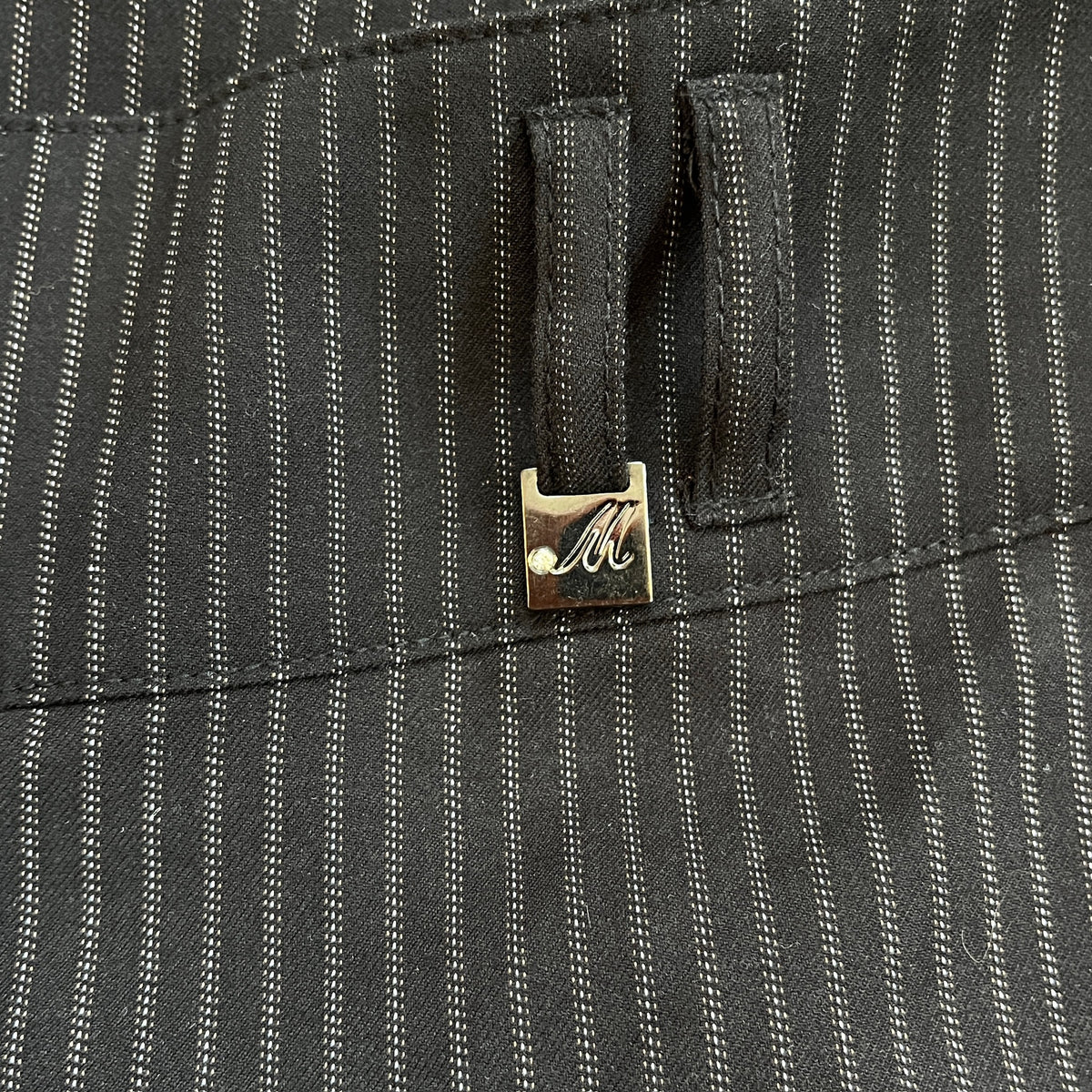 low rise pinstripe trousers
