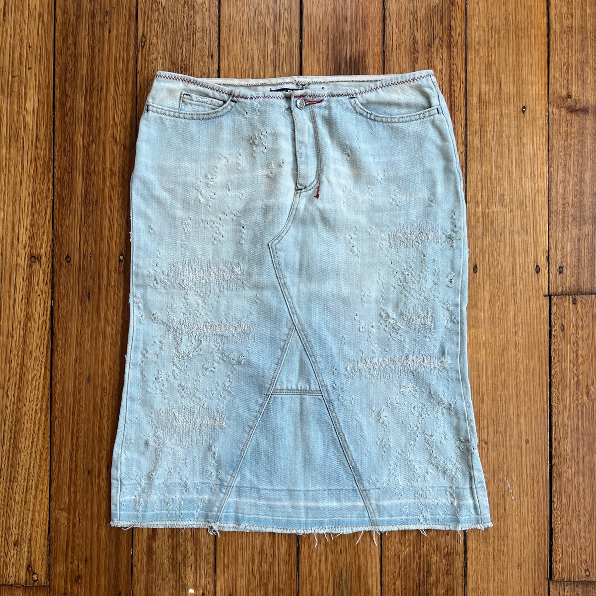 denim midi skirt