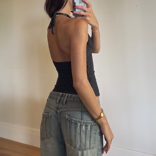 vintage pinstripe halter top