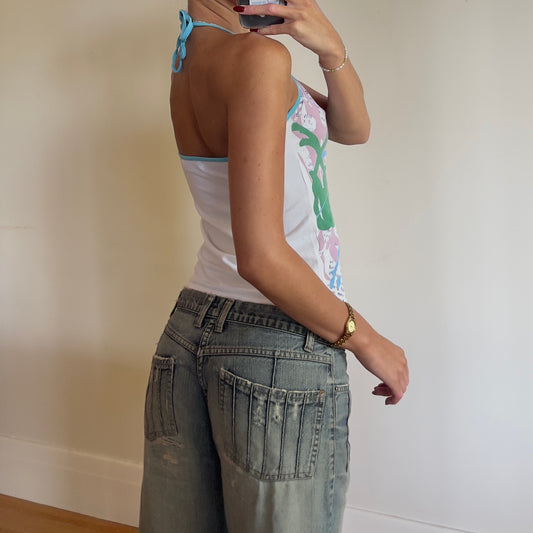 graphic print halter top