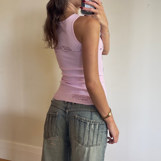 y2k pink Ed Hardy tank