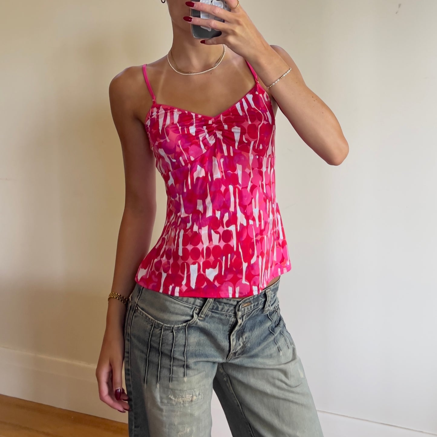 pink graphic cami