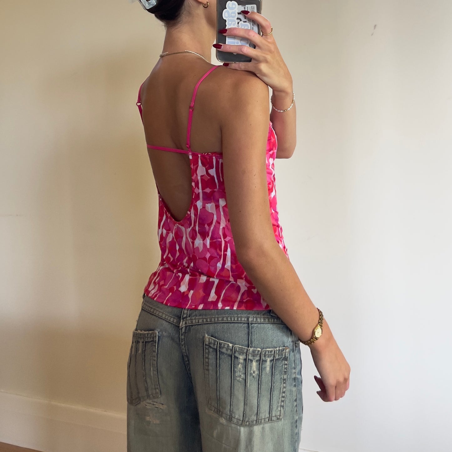 pink graphic cami
