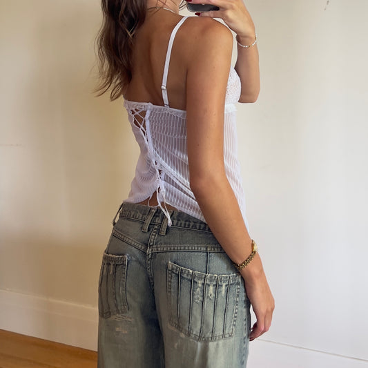 white sheer lace cami