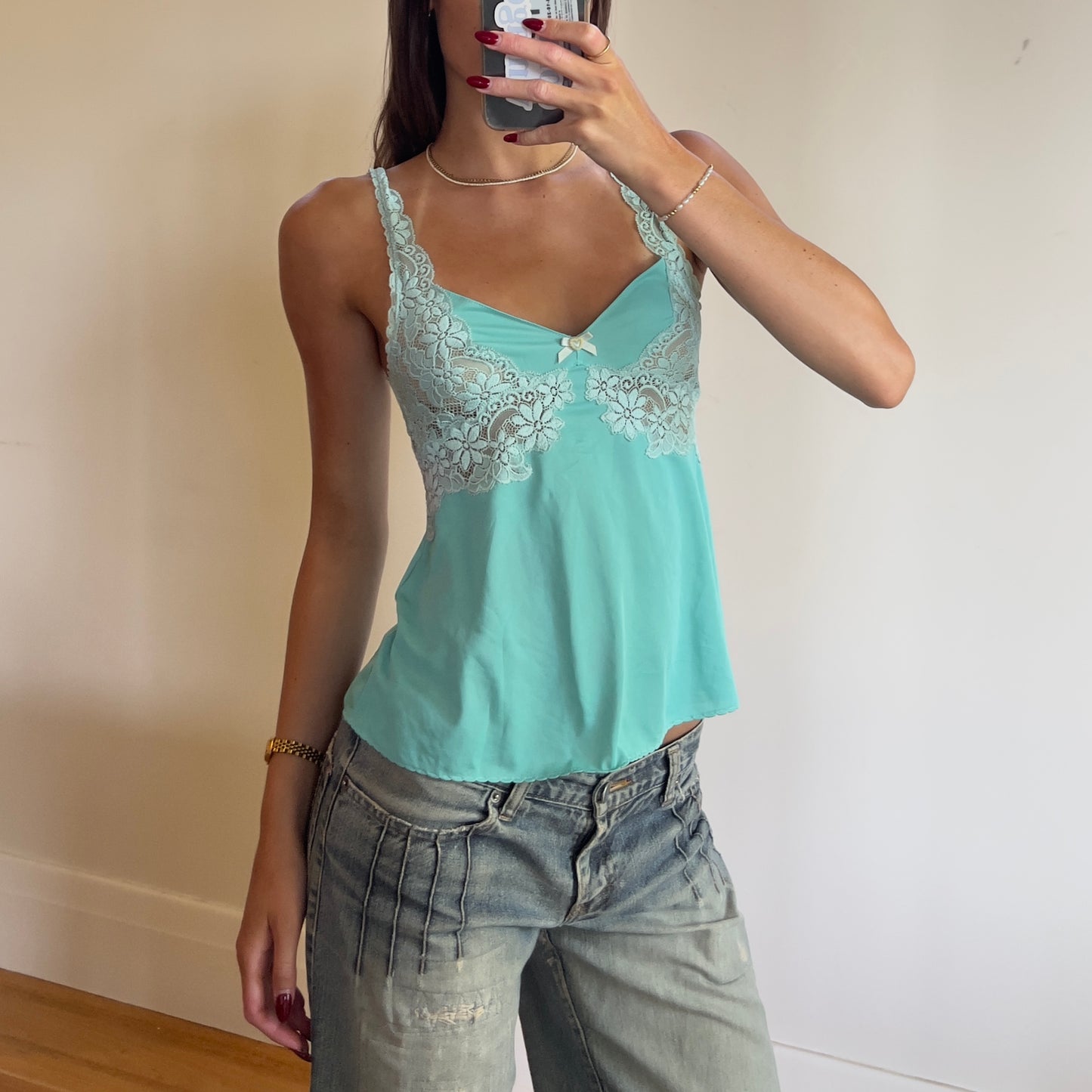 aqua lace cami