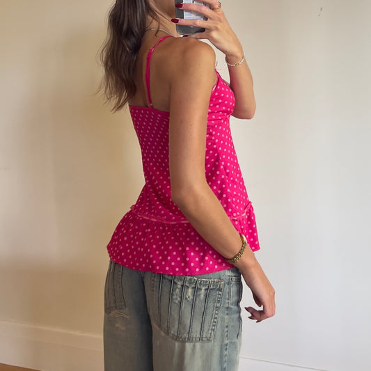 pink polkadot babydoll cami