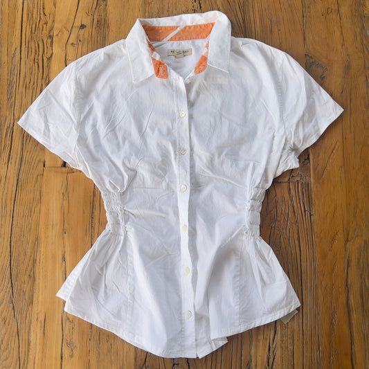 white reworked ruched Burberry shirt