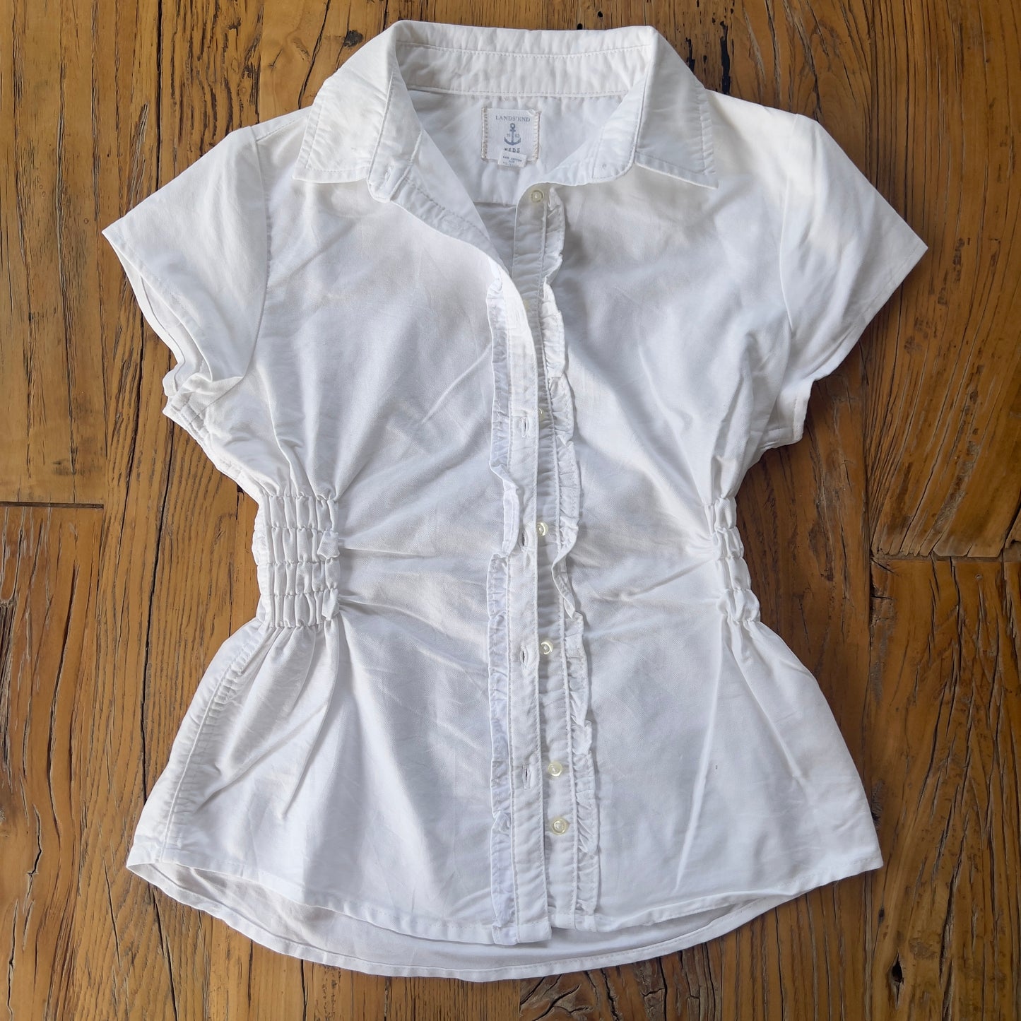 white reworked ruched shirt