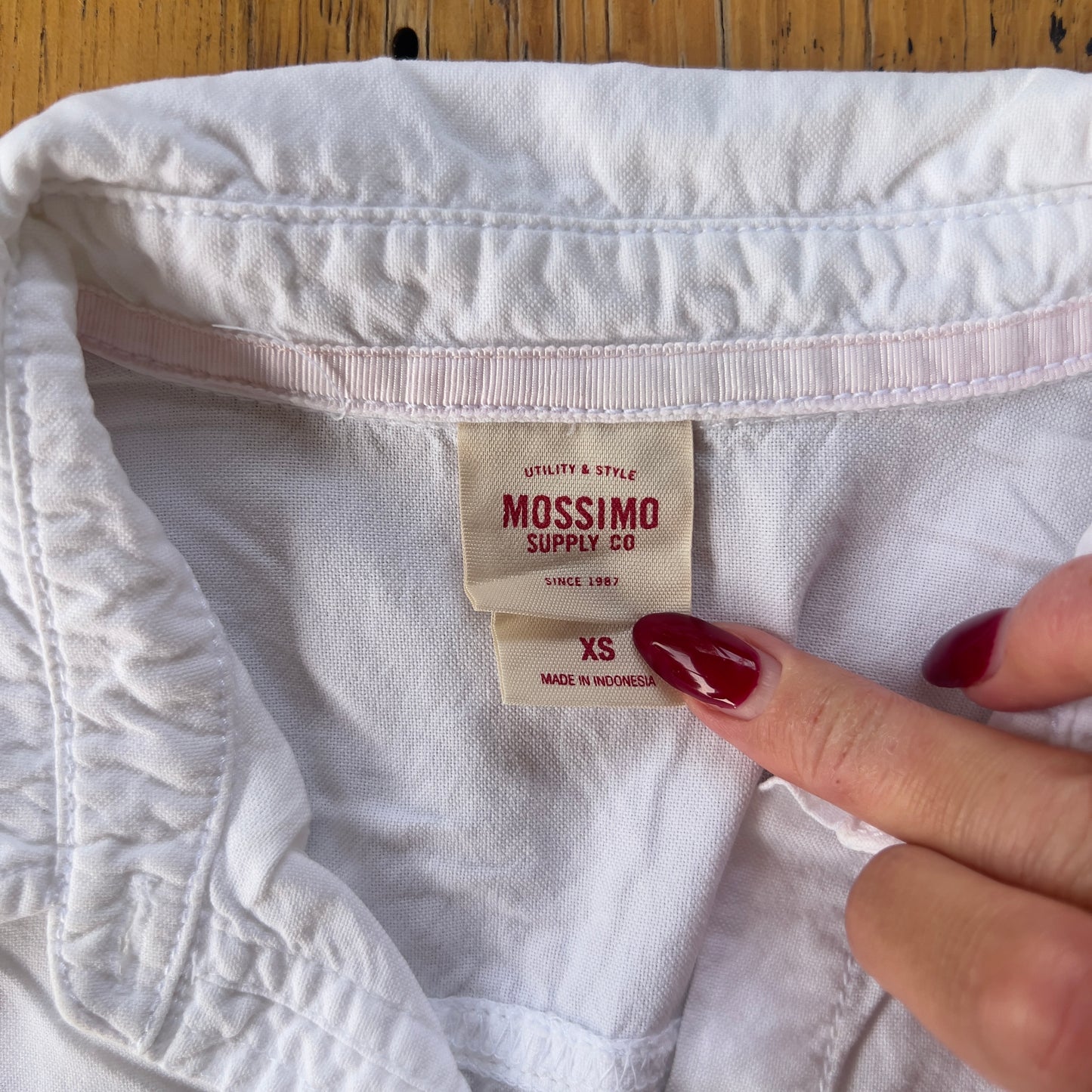 white reworked ruched shirt