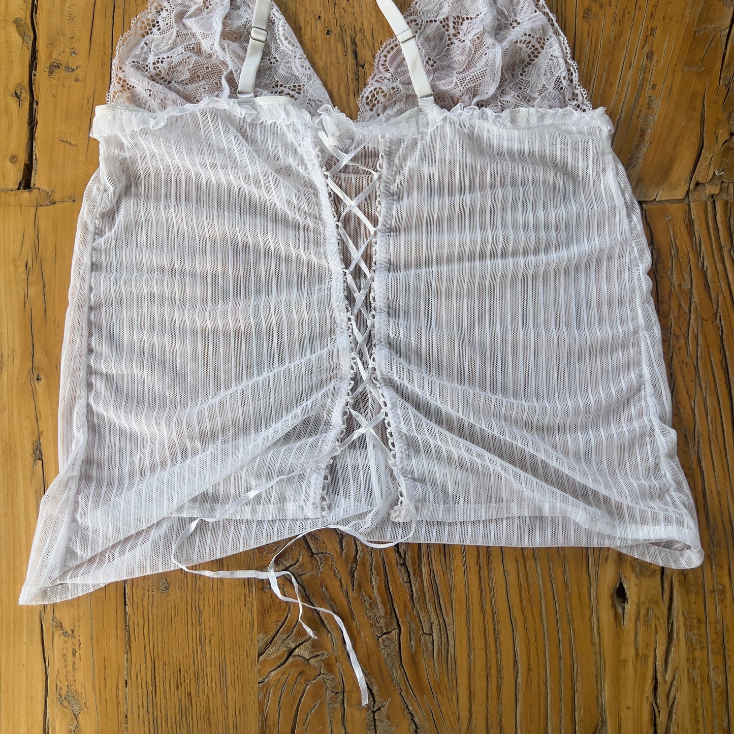 white sheer lace cami