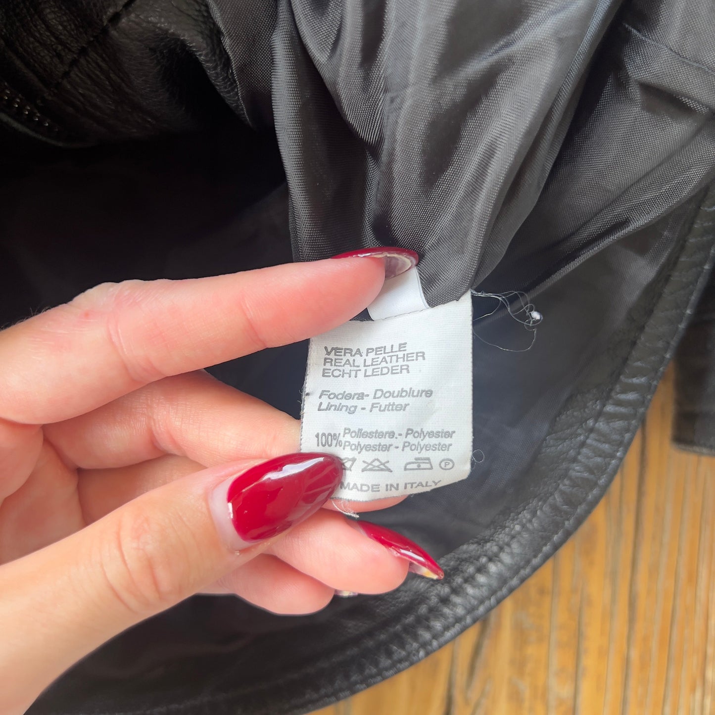 black moto style Italy made leather jacket