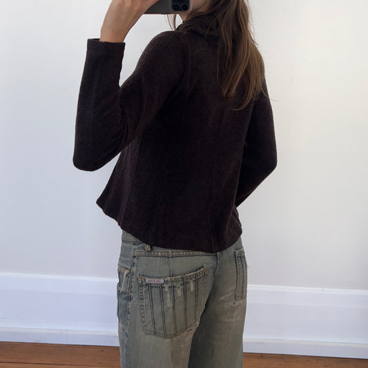 brown wool button up