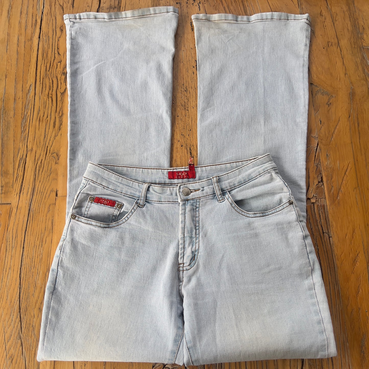 light wash flared jeans