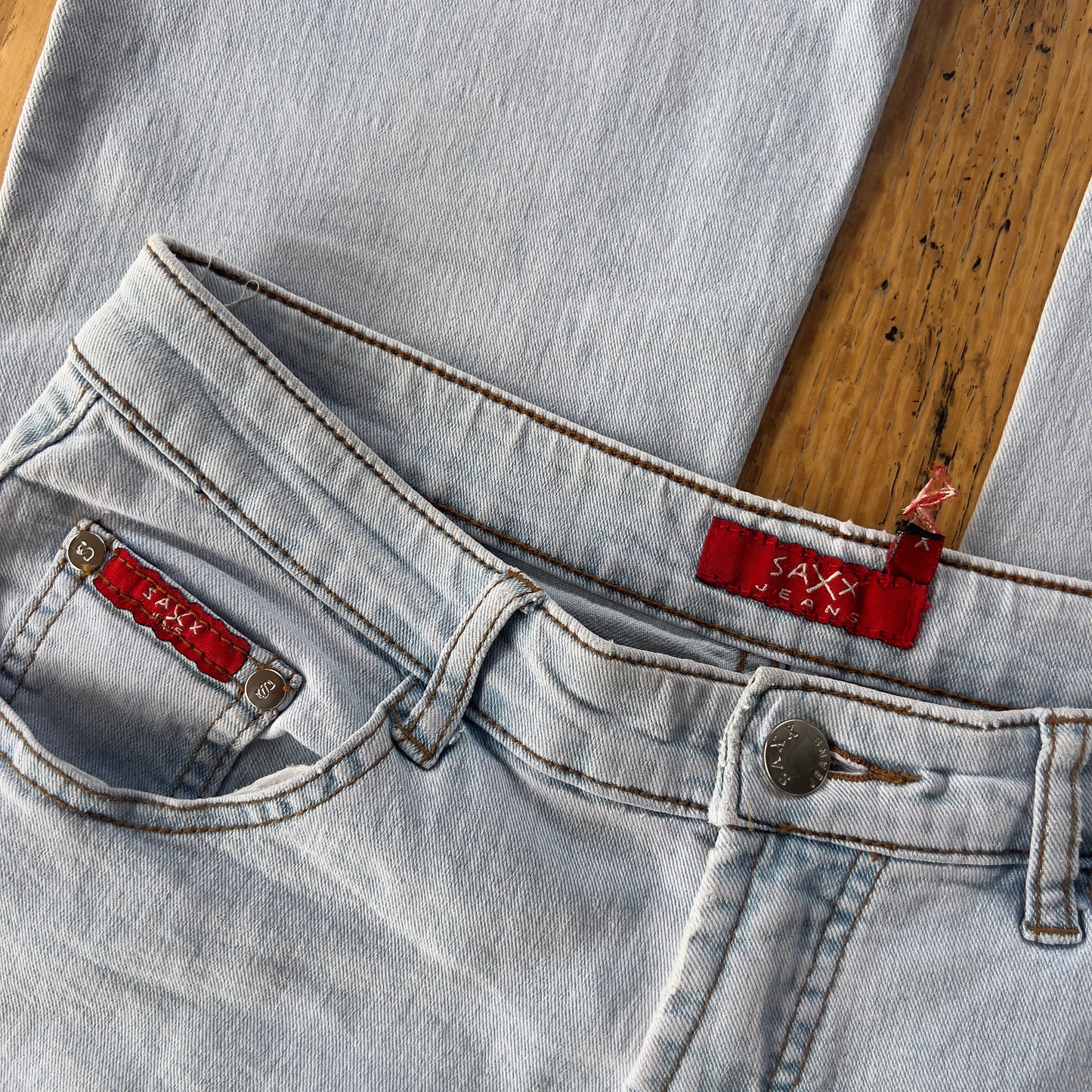 light wash flared jeans