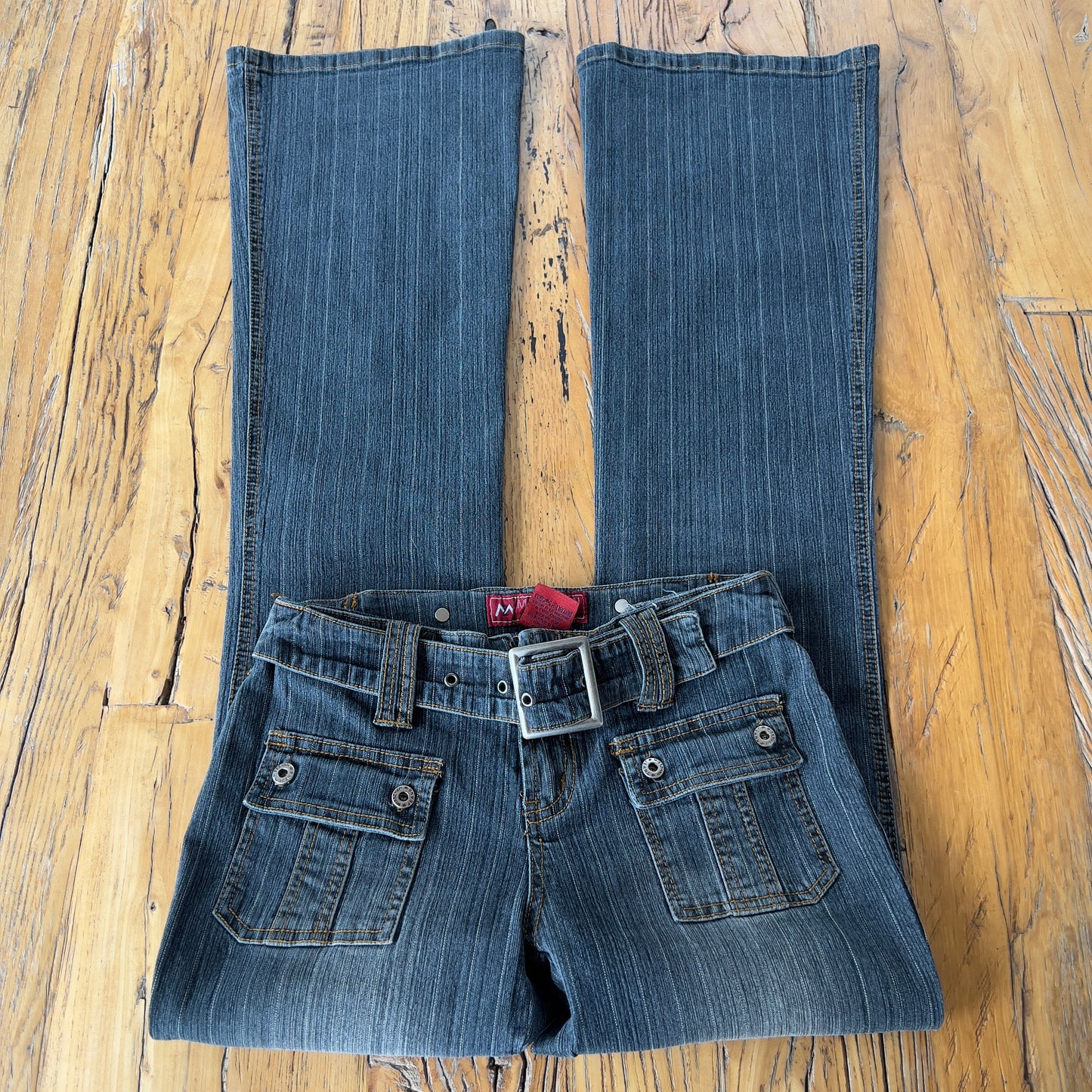pinstripe denim jeans