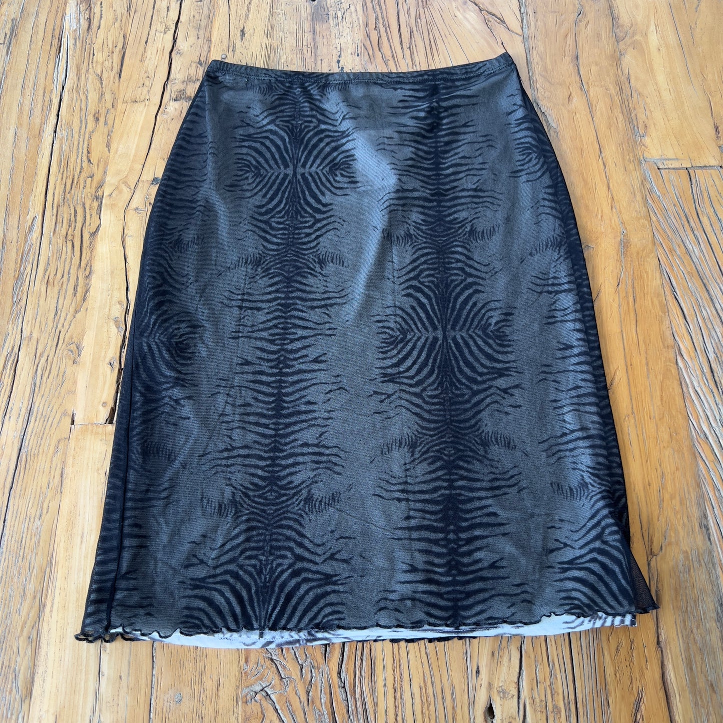 tiger print midi skirt