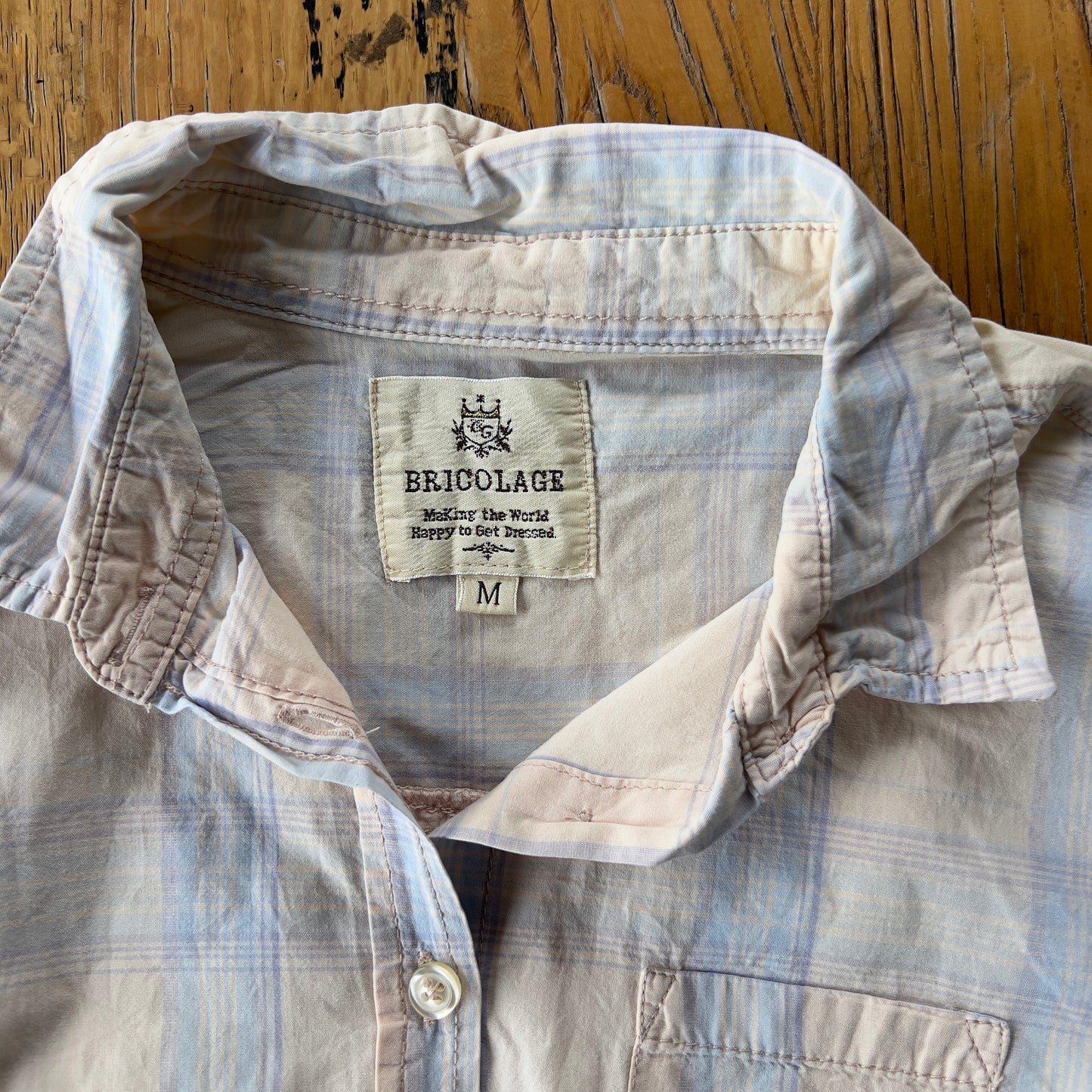plaid reworked ruched shirt