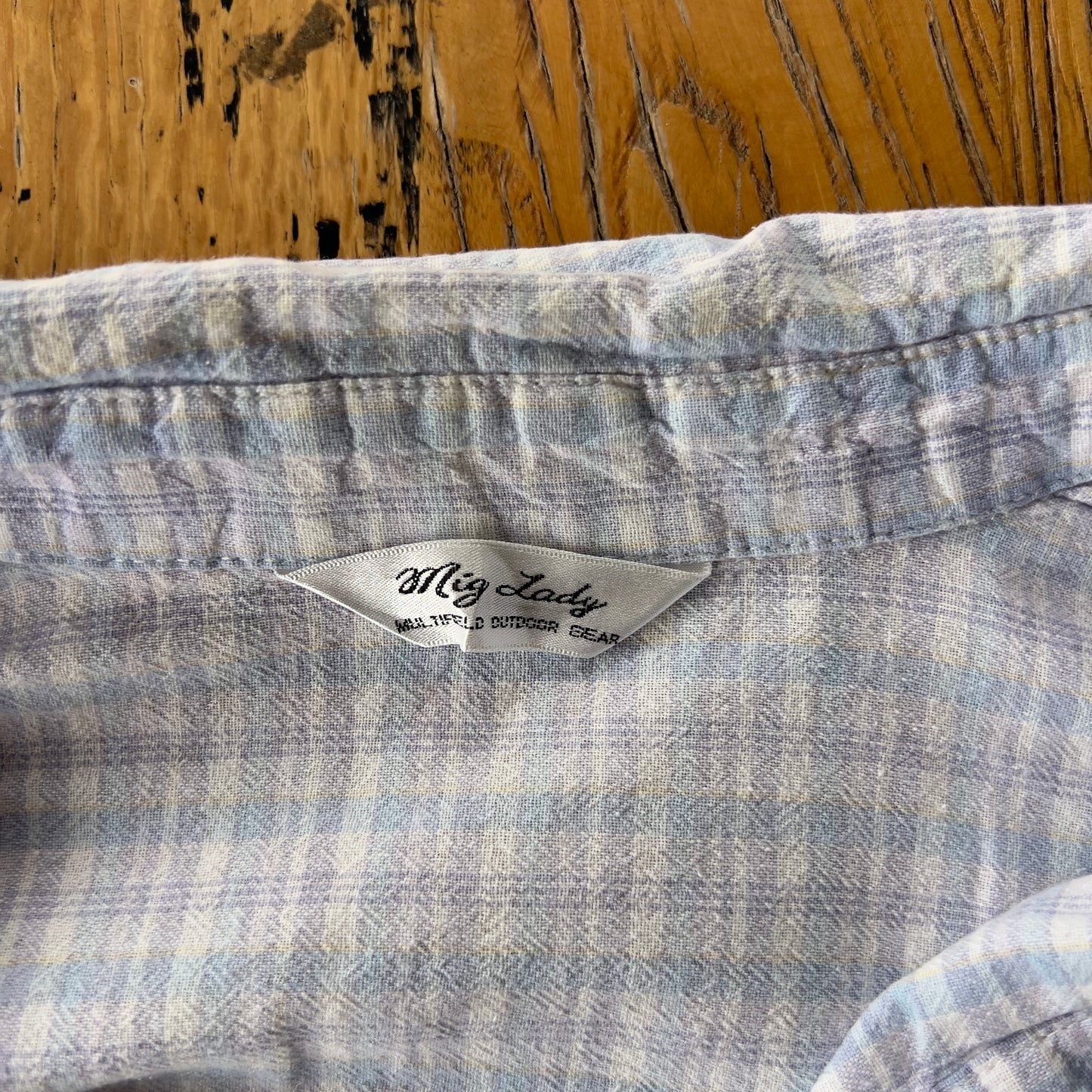 plaid reworked ruched shirt