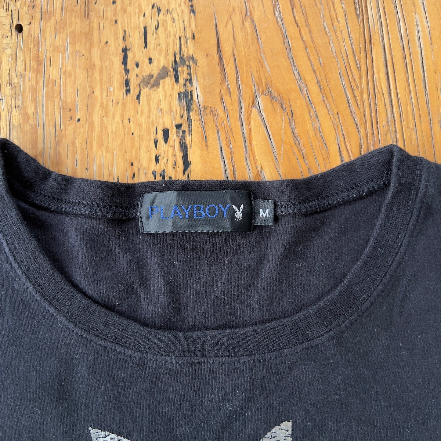 black/silver Playboy baby tee