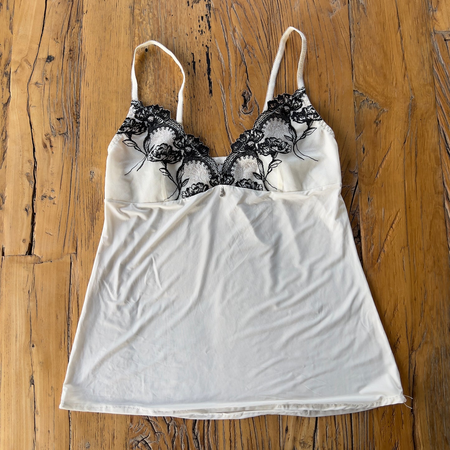 white & black lace cami