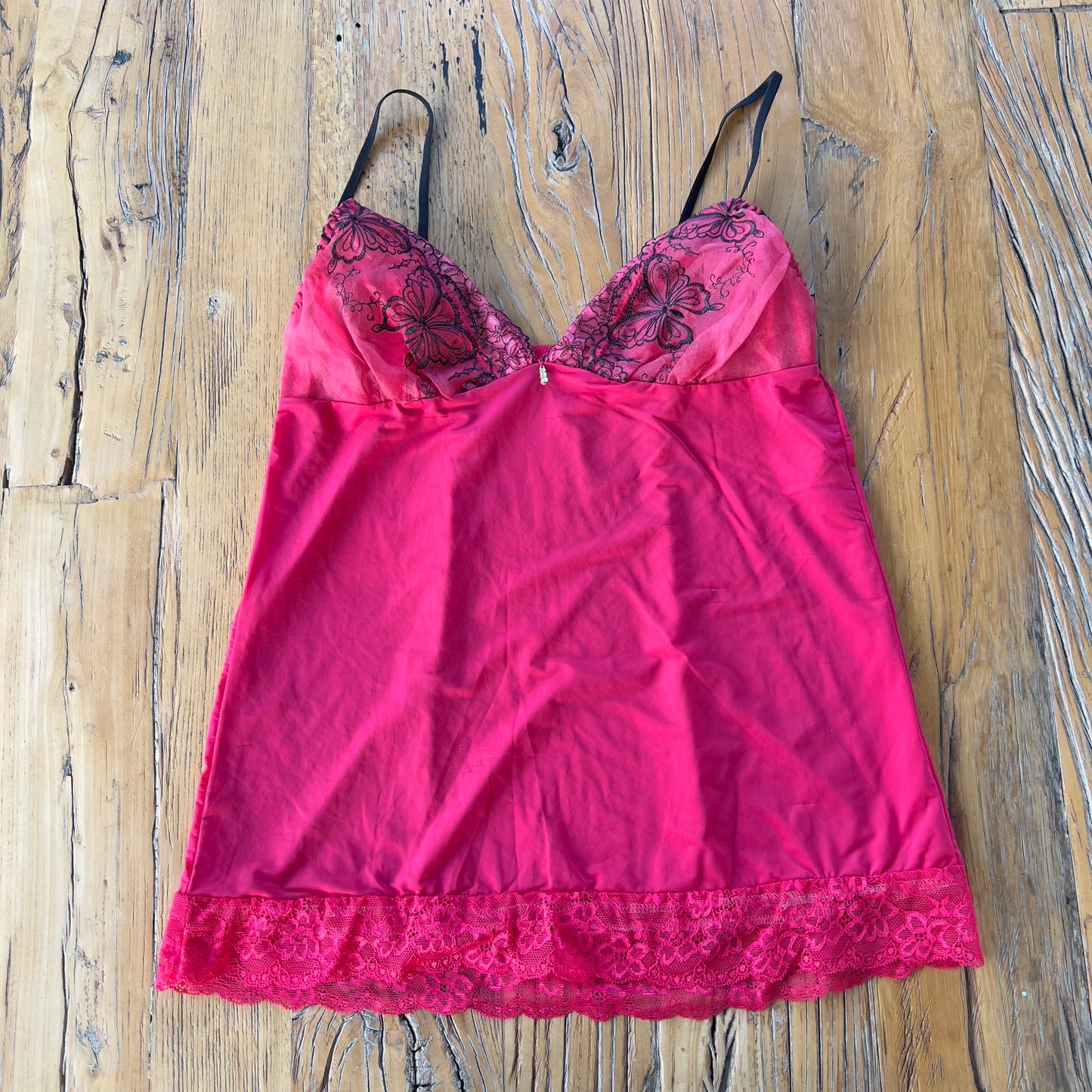 red mesh lace cami