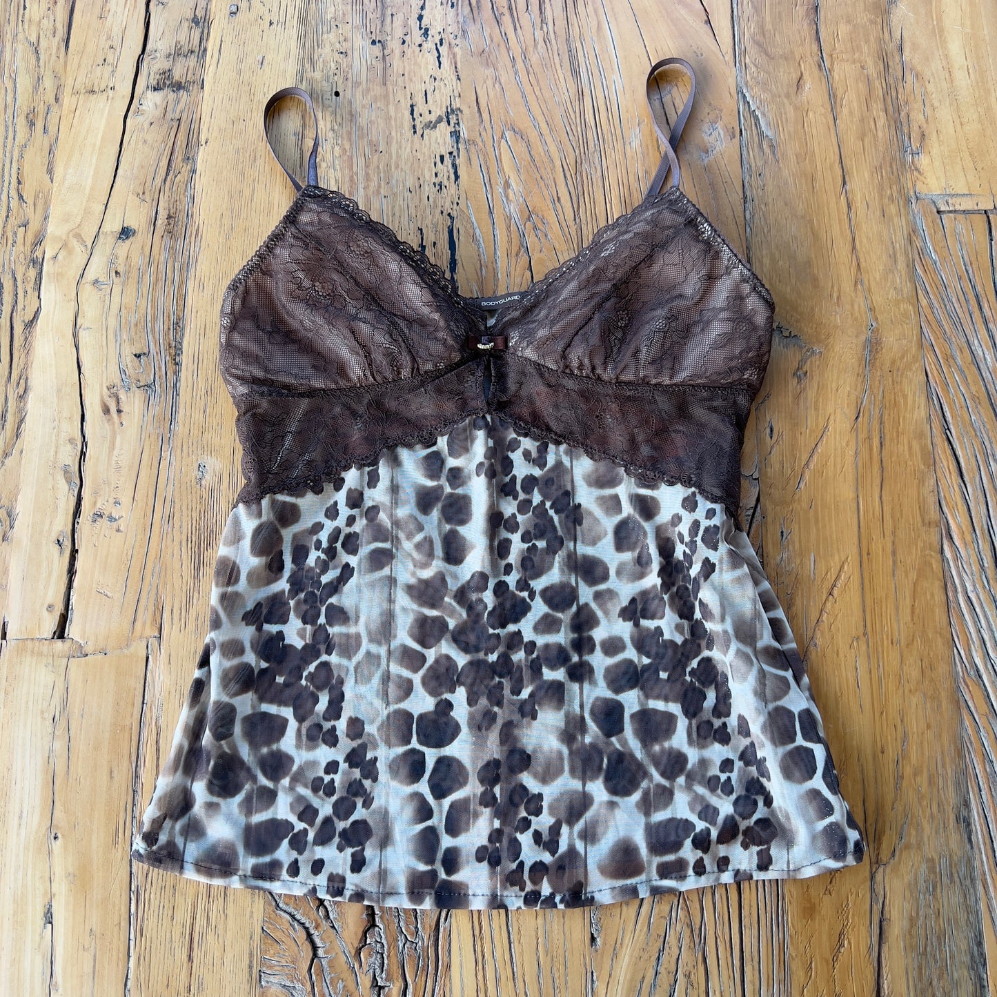 graphic print lace cami