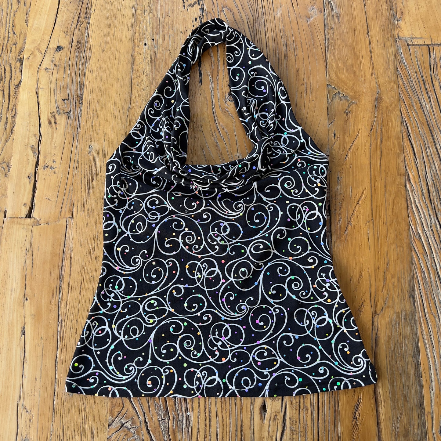 graphic print halter top