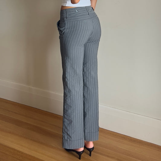 grey pinstripe trousers