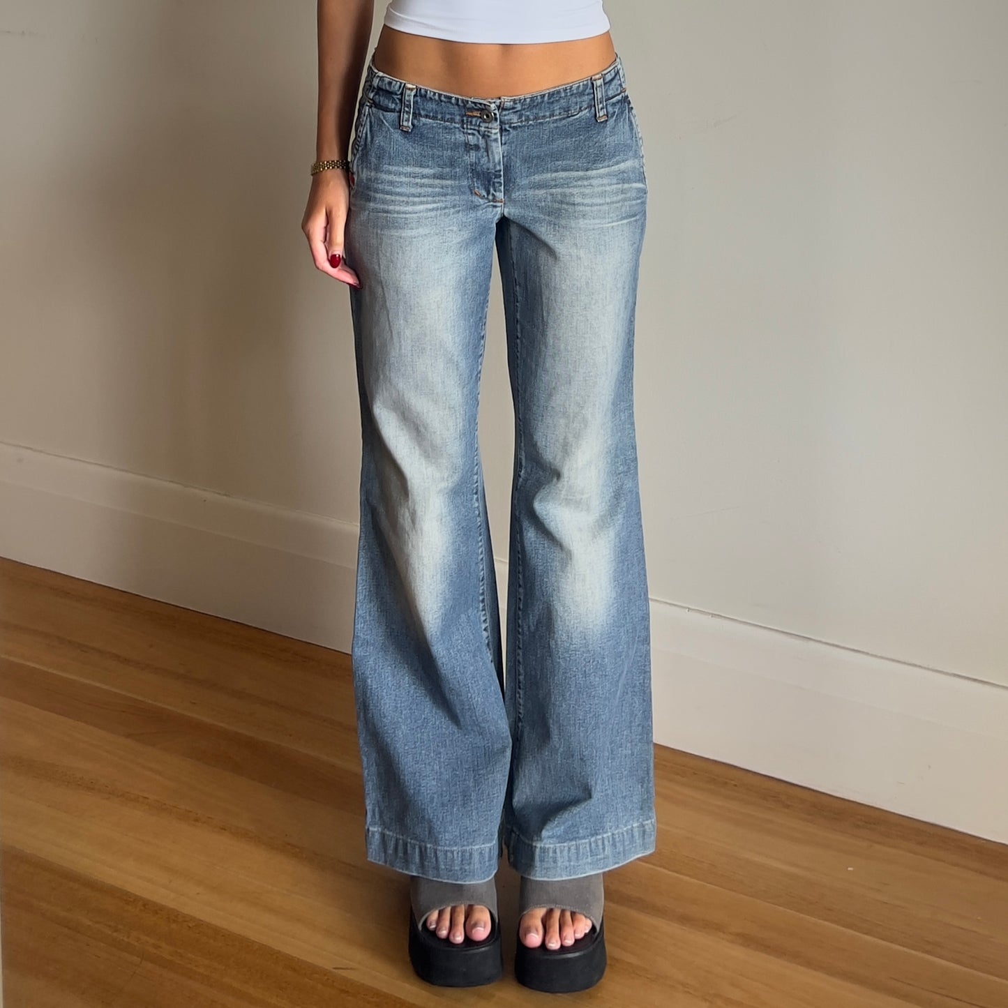 low rise wide leg jeans