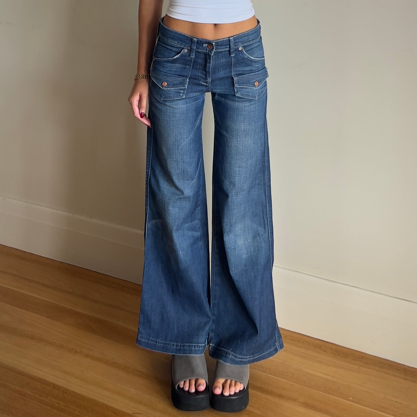 denim wide leg jeans