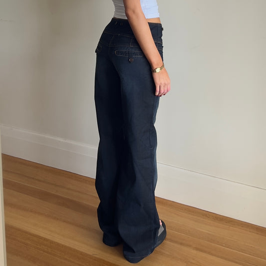 dark wash baggy denim jeans