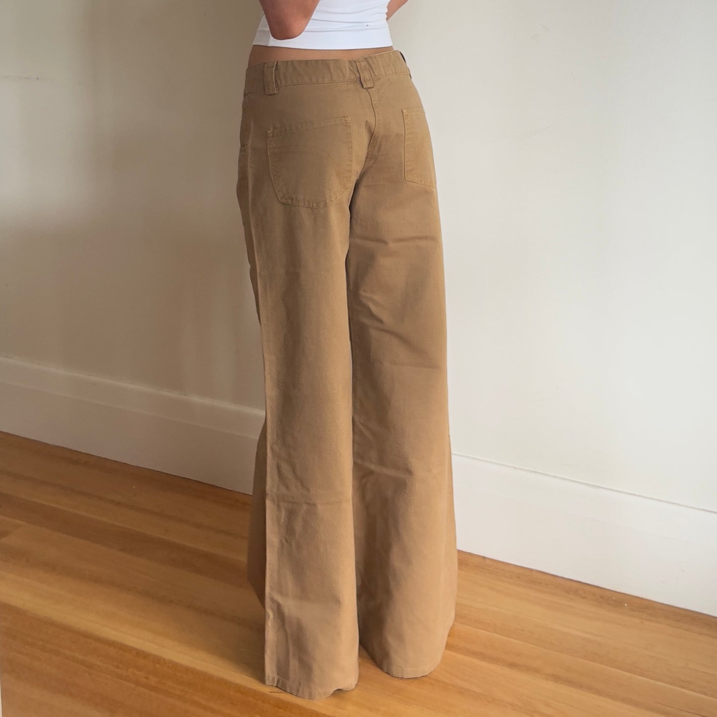 deadstock tan wide leg jeans