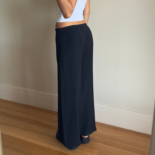 black wide leg tie-up pants