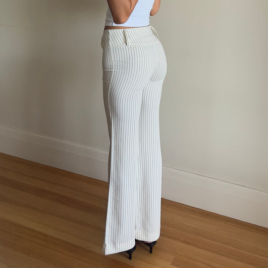 cream pinstripe trousers