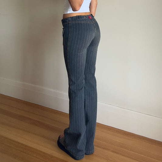 pinstripe denim jeans