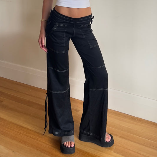 black contrast stitch pants