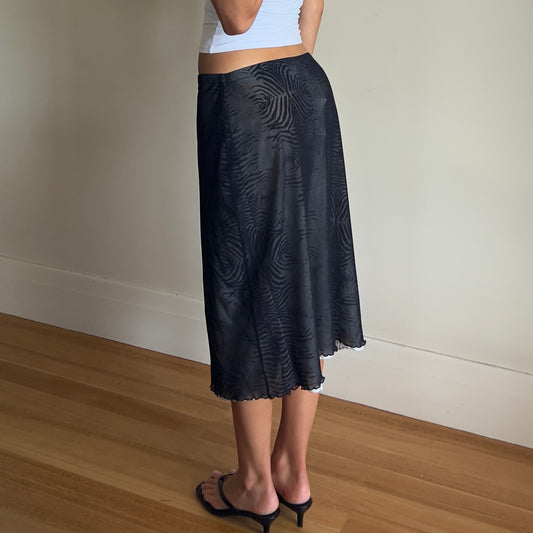 tiger print midi skirt