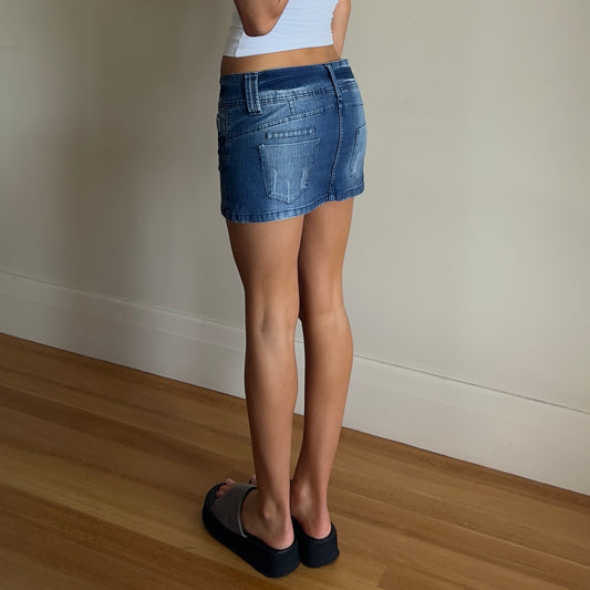 denim mini skirt