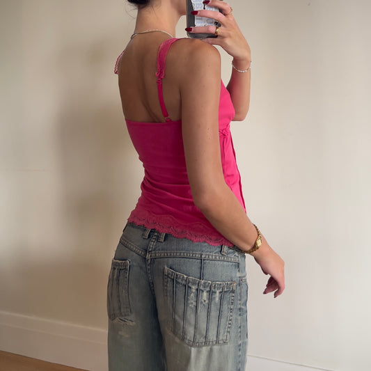 pink cami w/ leopard print