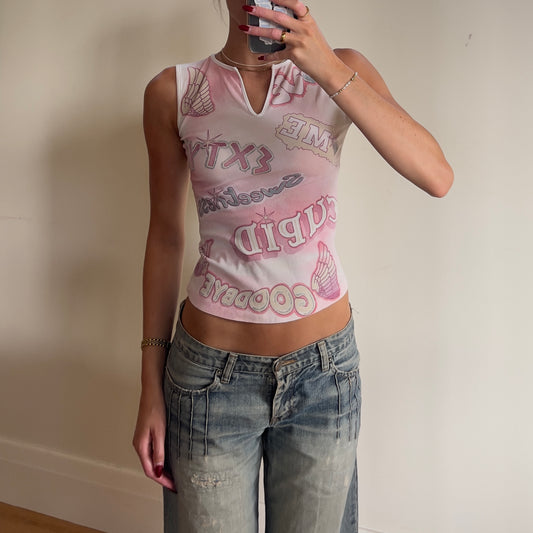 y2k graphic print tank